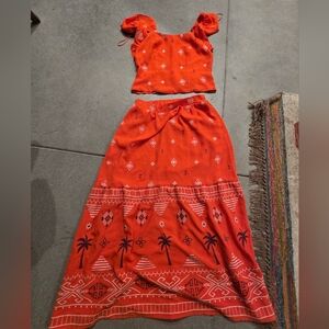 Sophia Vegara Orange Two-Piece Set